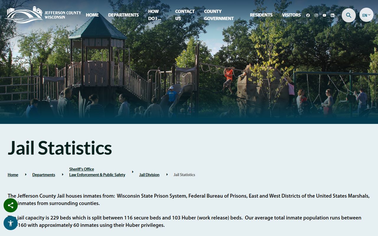Jefferson County inmate population jail statistics page