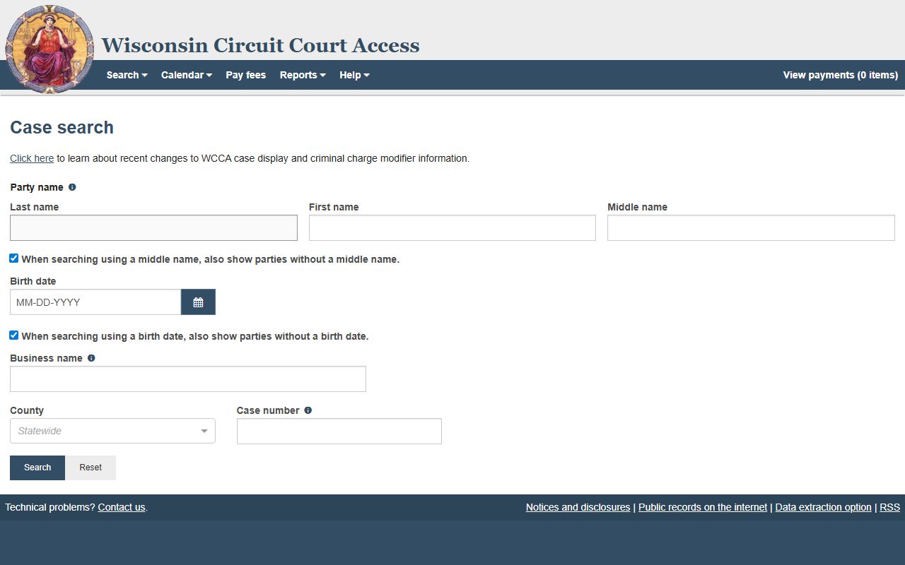 Wisconsin WCCA portal for Jefferson County court records after arrest