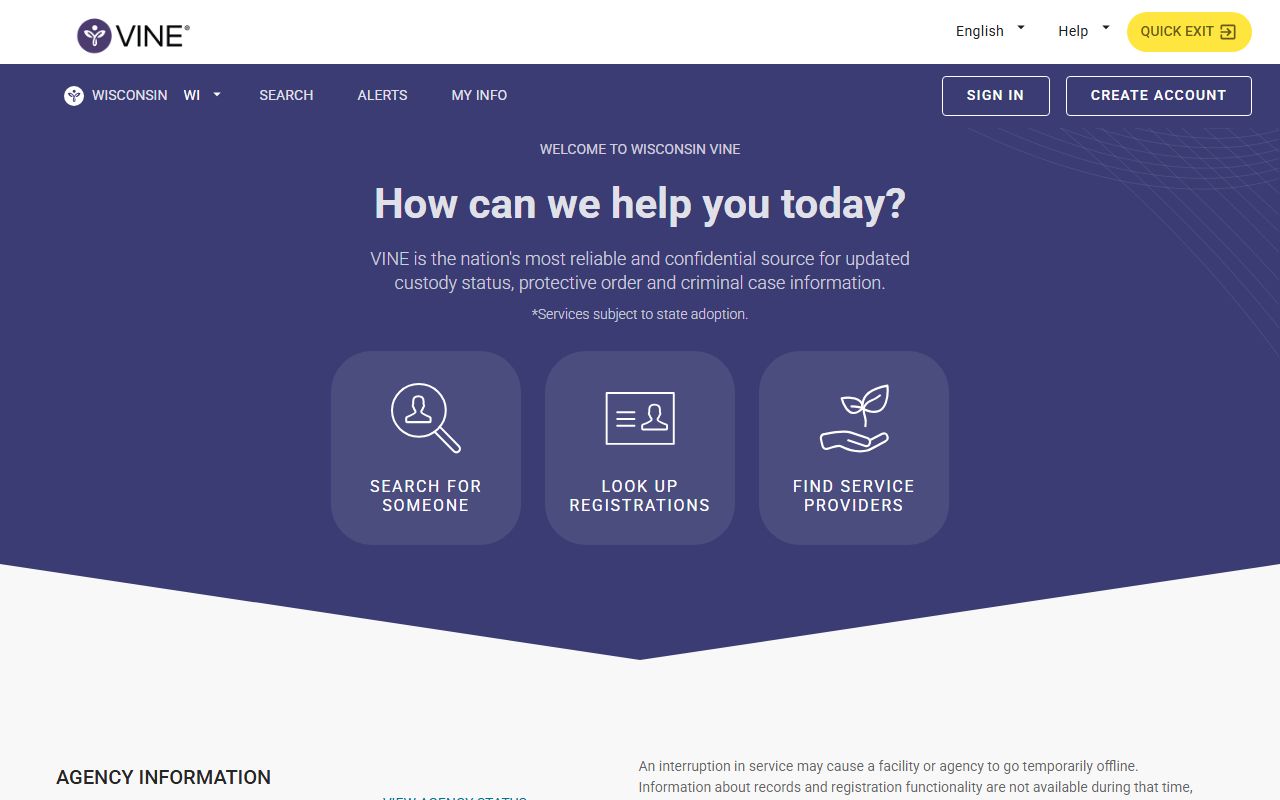 Wisconsin VINELink Jefferson County inmate custody search portal